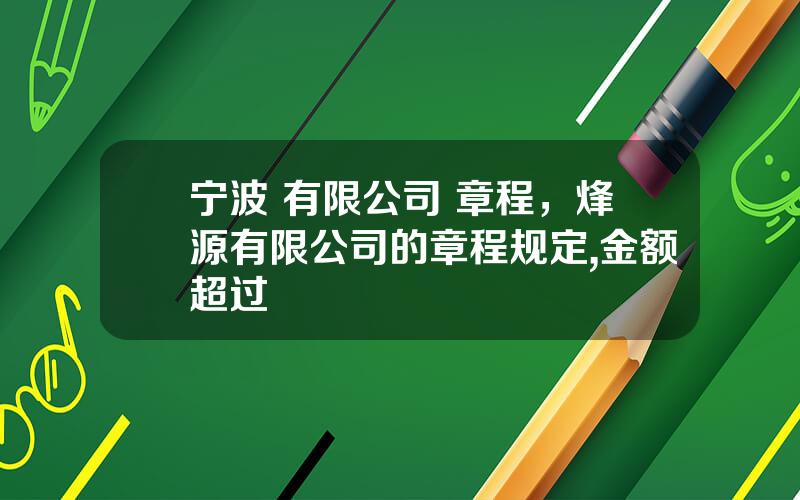 宁波 有限公司 章程，烽源有限公司的章程规定,金额超过